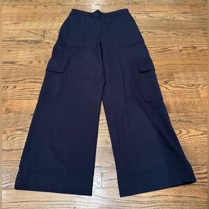 Boden Navy Wide Leg Cargo Pants Women’s US 12 Elastic Waist Cropped